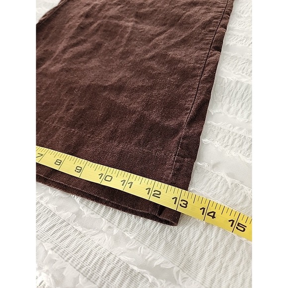 APT.9 Wide Leg Brown Linen Blend Capri Gaucho Pants Size 10 Cropped Casual Boho - Picture 9 of 13
